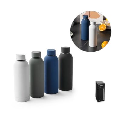 ODIN - Double wall vacuum stainless steel (36% recycled) bottle with rubber coating 550 mL