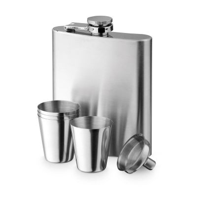 NOVAK - Stainless steel bottle and glasses set 200 mL