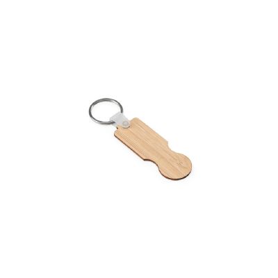 SHOPZ - Bamboo key ring with coin-shaped end