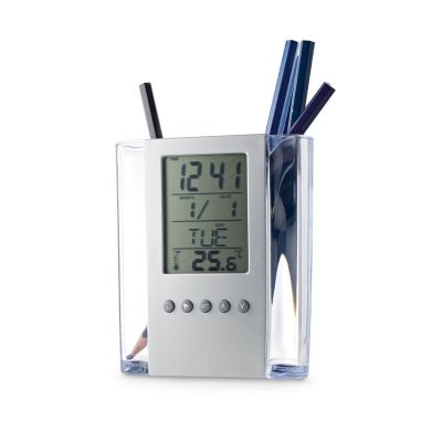 EDEM - Acrylic pen holder with digital clock