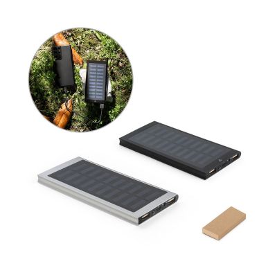 CLERK - 8.000 mAh power bank with solar panel in 100% recycled aluminium