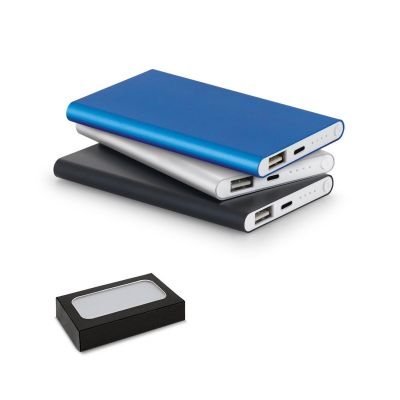 MARCET - Power bank slim 4'000 mAh in recycled aluminium (100% rAL) and recycled ABS (100% rABS)