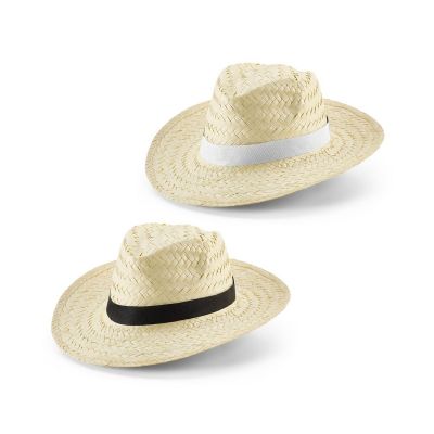 EDWARD POLI - Natural straw hat with polyester ribbon