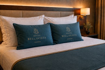 Hotel Bellavista custom cushions on a hotel bed