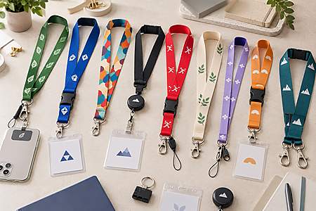 Comparison of custom lanyards in different models and colors