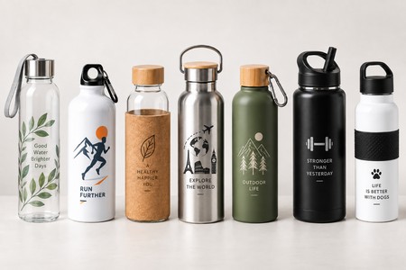 Personalised water bottles in different models and materials