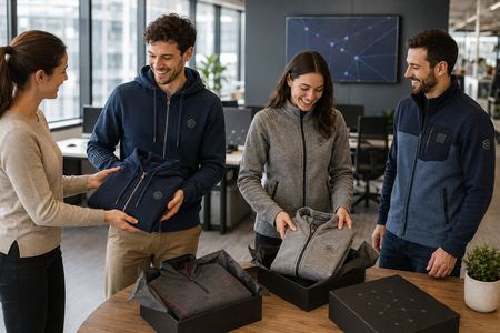 Custom zip sweatshirts gifted at an IT company