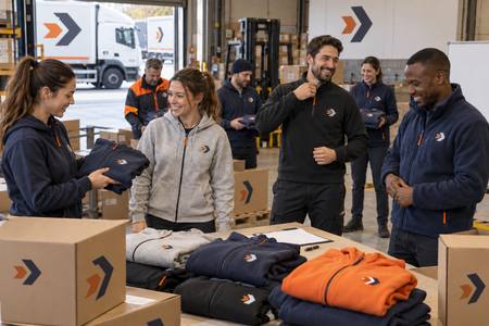Custom zip sweatshirts for employees at a logistics company