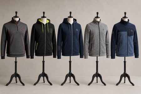 Custom zip sweatshirts compared on mannequins