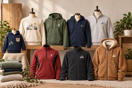 Custom zip sweatshirts in different styles, sizes and materials