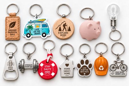 Personalised keyrings in different models, materials and shapes