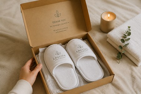 Personalised slippers spa hotel gift box