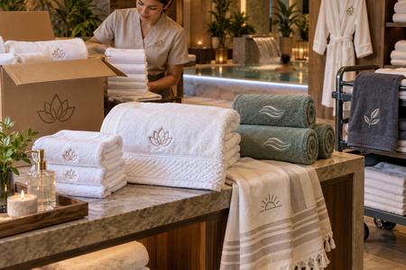 Personalised Towels for a hotel and spa after a new delivery