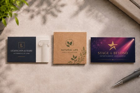 Personalised business cards compared across professional styles