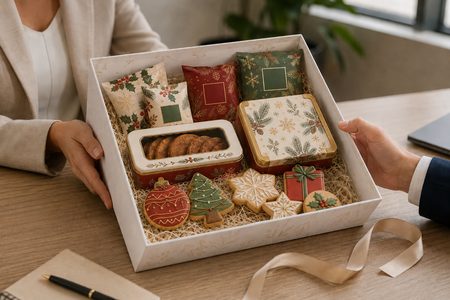 Corporate Christmas gift box with personalized cookies