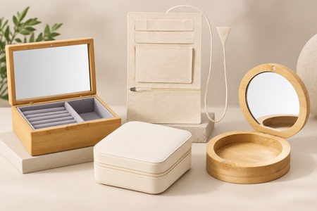 Comparison of personalized jewelry boxes in wood and fabric